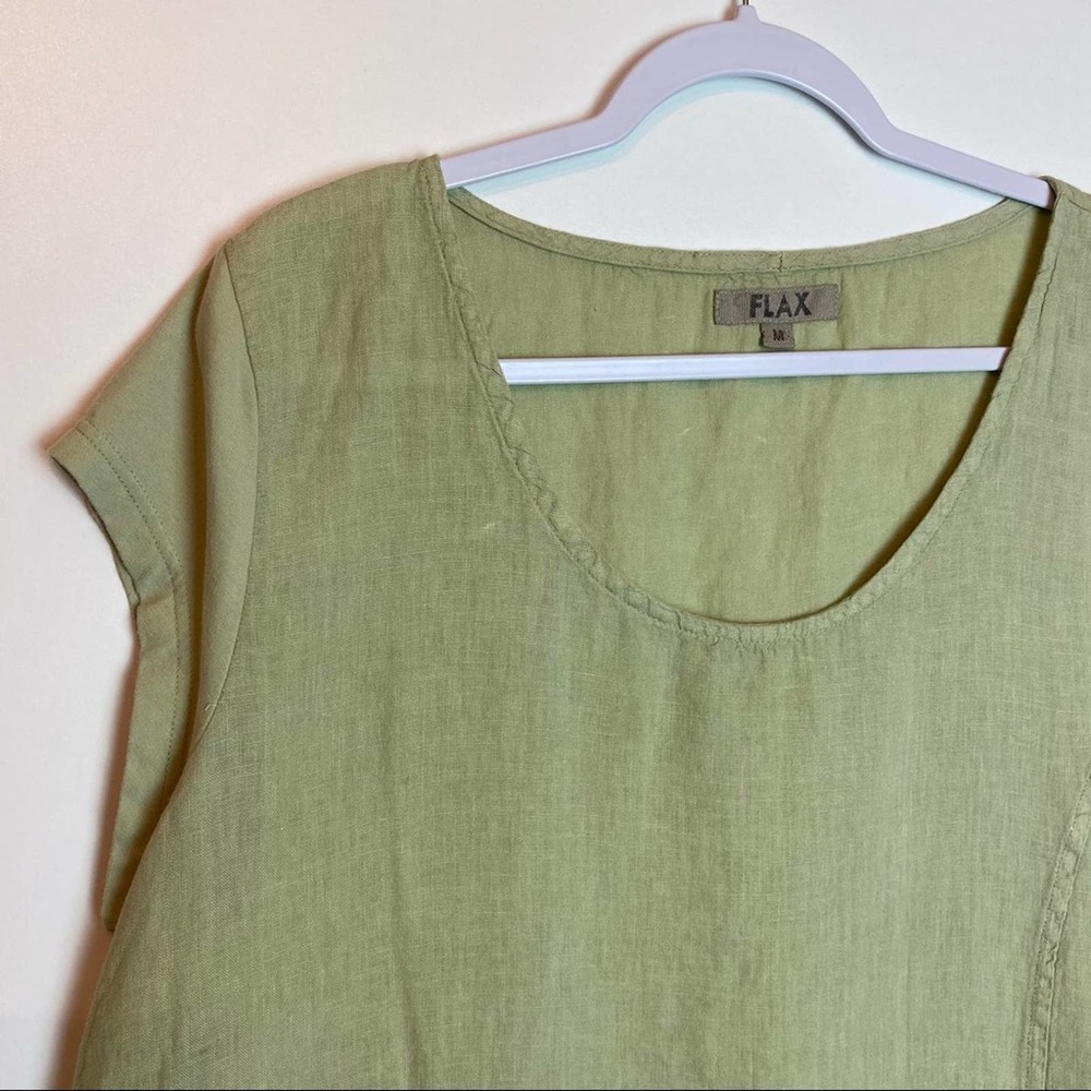 Flax Designs Urban Green Cap Tee Size Medium Lagenlook